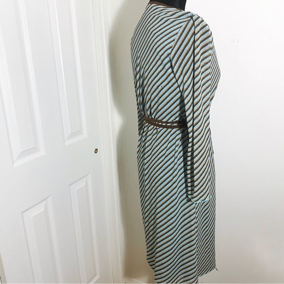 MARIO BALTHAZAR LONG SLEEVE STRIPE PRINT WRAP MIDI DRESS SIZE SMALL - Picture 2 of 7